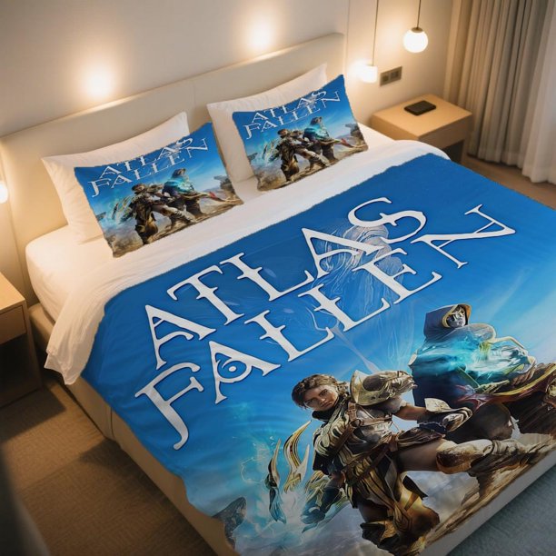 Atlas Fallen Warriors of Magic and Might Duvet Cover Set Vintage Print Bedding Soft Breathable Machine Washable