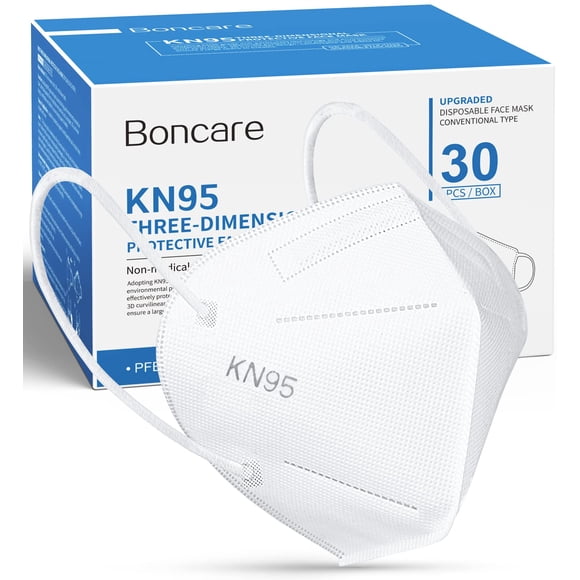 Mascarilla Boncare KN95, 30 unidades, 5 capas, transpirable, blanca