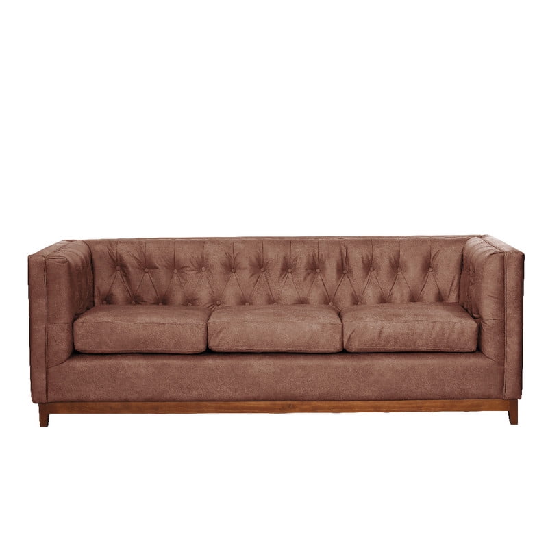 Latam Home - Sofa Roma 3c Cuero Colorado Caramelo