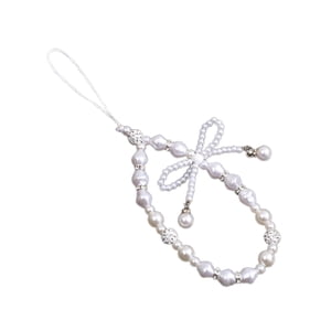 Magideal - Bowknot-Abalorio Para Teléfono, Correa Con Cuentas, Cadena Para Teléfono, Cordón Multiusos Para Decoración De Regalo, Funda Para Teléfono, Cordón Para Blanco