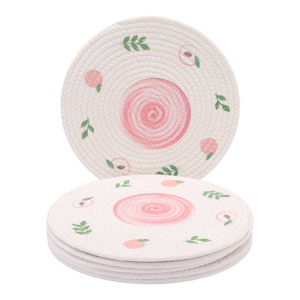 Juego de 6 Manteles Redondos Tejidos para Decoración de Mesa de Comedor Interior Limpiar con Paño Rosa 30x30cm