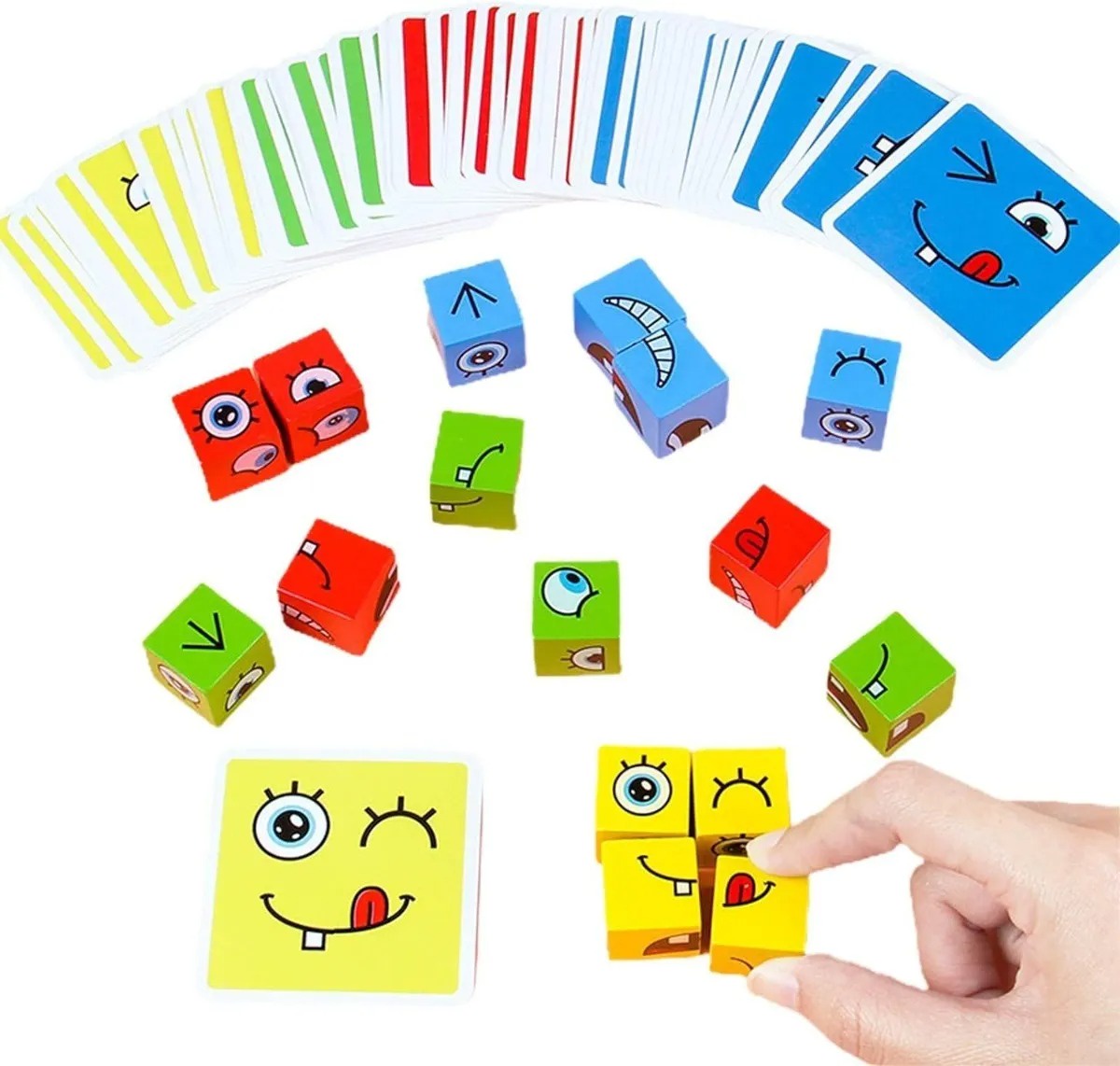 Genérica - 64Pcs Juego De Puzzle Cubos Didáctico Expresiones Y Emociones