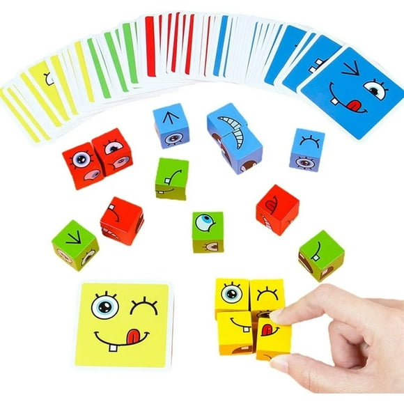 64pcs Juego De Puzzle Cubos Didáctico Expresiones Y Emociones
