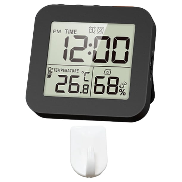 Reloj Despertador Digital Reloj De Baño Digital Para Dormitorio Sala De  Estar Gancho Negro