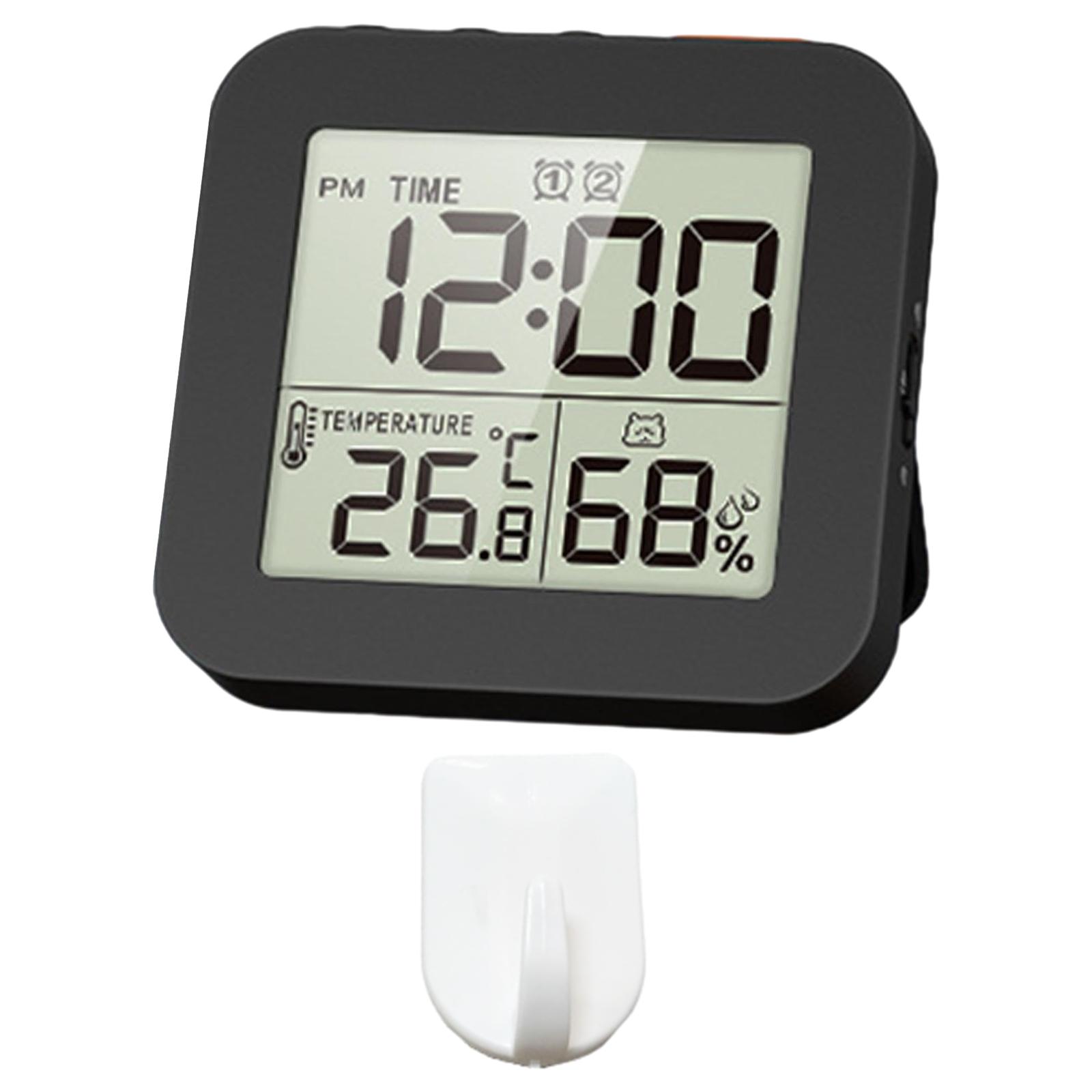 Bothyi - Reloj Despertador Digital Reloj De Baño Digital Para Dormitorio Sala De Estar 1 Gancho Negro