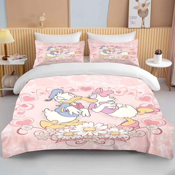 Donald Daisy Duck Printed Soft Bedding Set Cartoon Duvet Cover Comforter Pillowcase Boys Girls Children Adults King Gift Bed Sheets