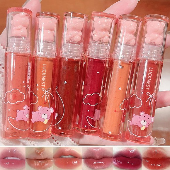 Set 6 Brillos Labiales Jelly LuckNest Bear Hidratantes