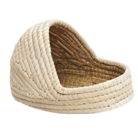 Magideal - Casa De Paja Tejida A Mano Para Incubar, Cueva De Cría De Pájaros, Base Plana, Nido De Hierba Para Loros, Guacamayos, Grises Africanos, Periquitos, Há Xl 38X28X21Cm