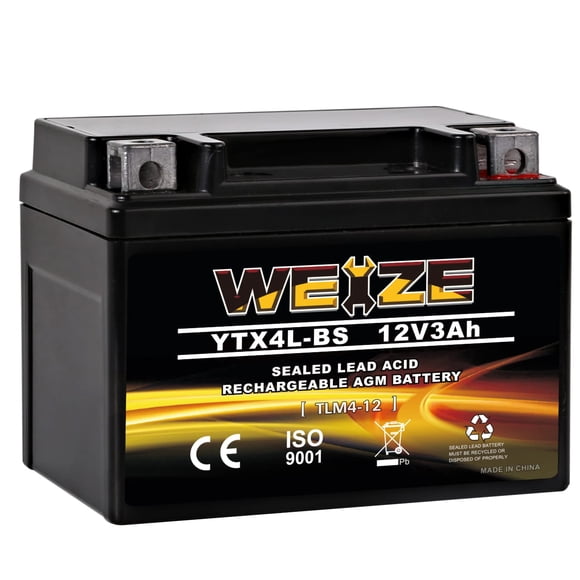 Batería para moto WEIZE YTX4L-BS 12V 3AH AGM recargable