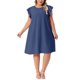 thumbnail image 2 of Agnes Orinda Vestidos de Verano para Mujer Tallas Grandes de Escuela y Universidad, Manga Volante, Cuello Redondo, Casual de Playa, Midi, 3X Azul Marino, 2 of 5