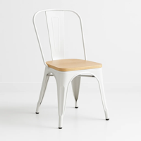 Klik Muebles - Silla Tolix Con Asiento De Madera Clara - Blanca