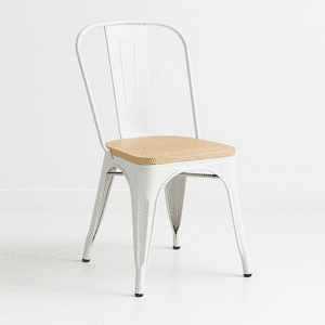 Klik Muebles - Silla Tolix Con Asiento De Madera Clara - Blanca