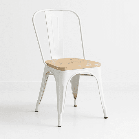 Klik Muebles - Silla Tolix Con Asiento De Madera Clara - Blanca