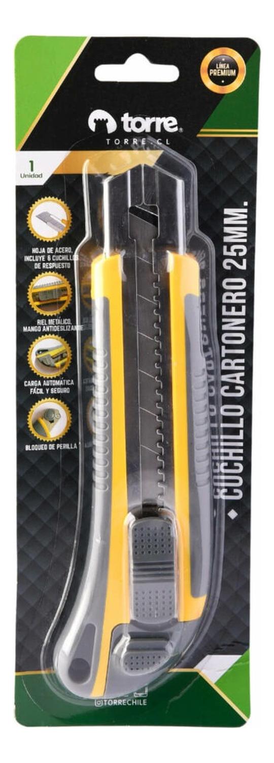 Cuchillo Cartonero Premium Xl 25Mm Incluye Repuesto. Torre Gris