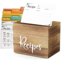 Caja De Recetas Drastar De Madera Rústica Con 100 Tarjetas De Recetas Y Separadores
