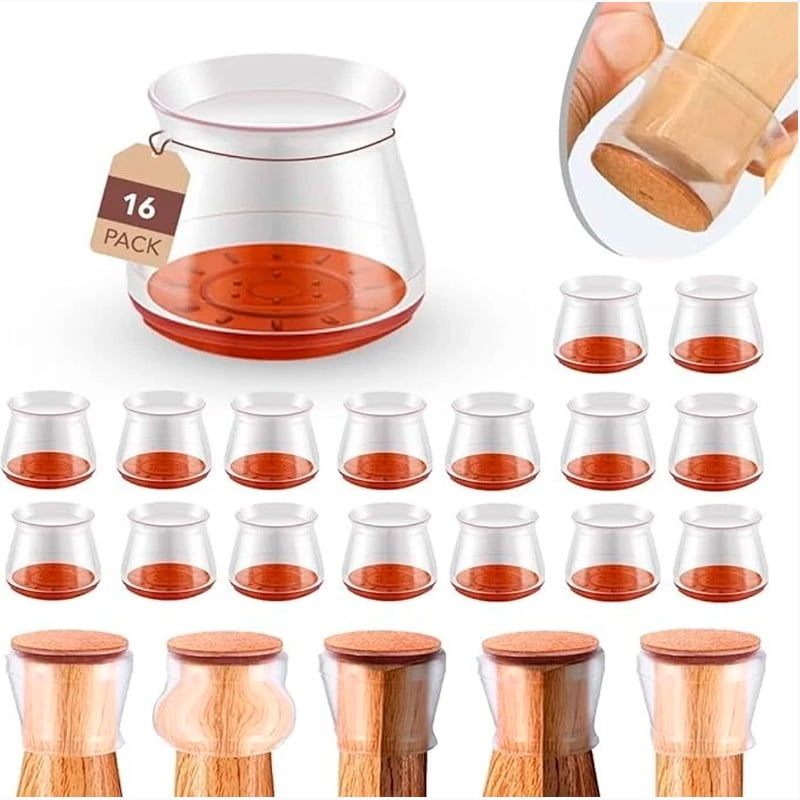 Wakeshome - Pack 16 Protector De Silicon Para Silla O Patas De Mueble 30-40 Mm