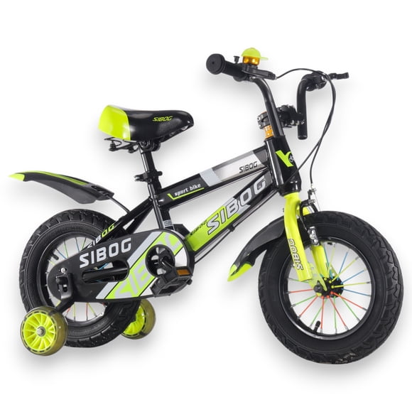 Bicicleta Infantil Aro 12 Amarilla con Ruedas de Apoyo y Freno Delantero/Trasero