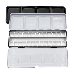 Magideal - Paleta De Pintura Paleta De Acuarela Vacía Lata De Acuarela De Metal Caja De Paleta Paleta De Pintura Estuche De Pintura Portátil Fácil De Transportar 26 Medias Sartenes