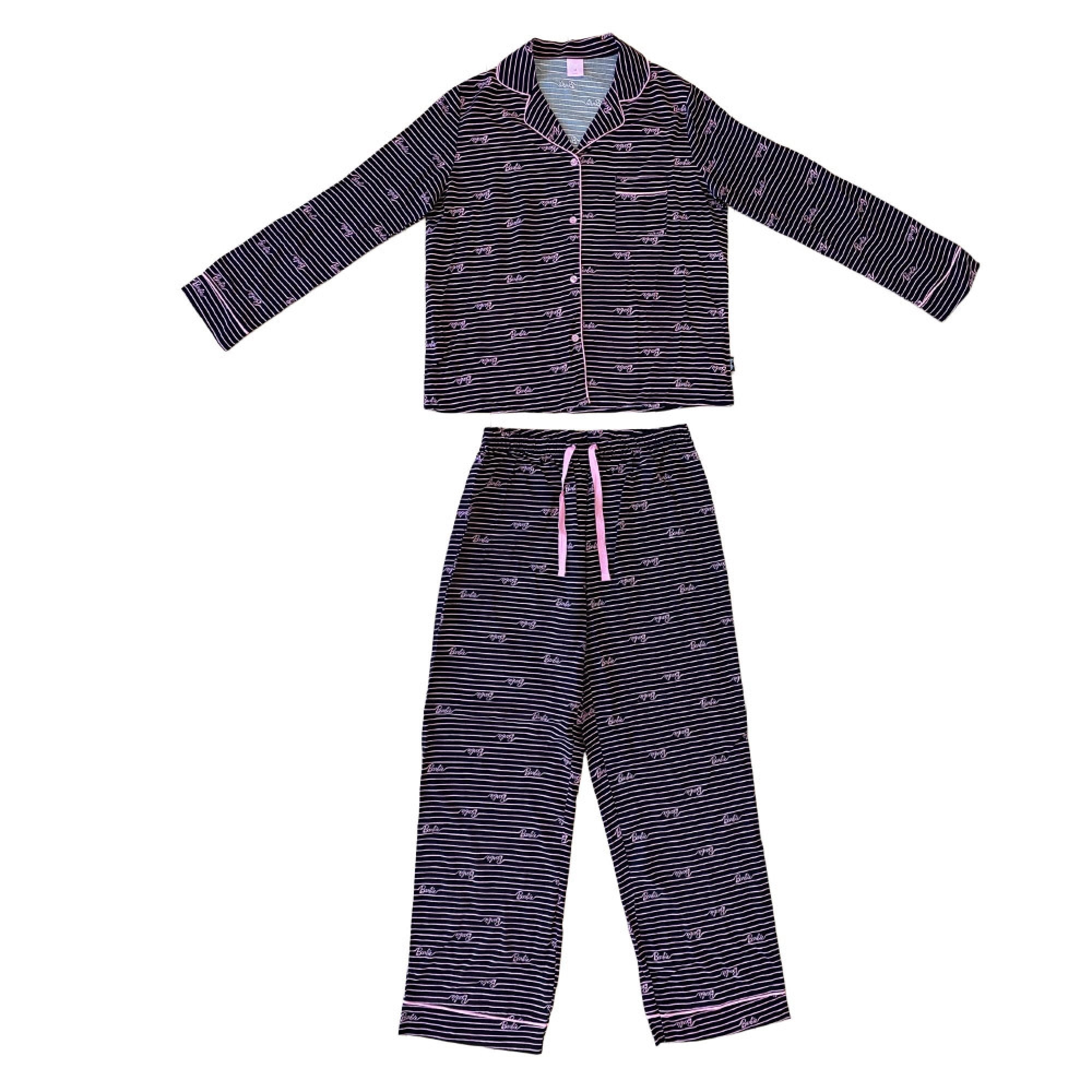 Boulevard - Pijama Mujer Button Barbie Negro Lineas Rosa Talla Xl