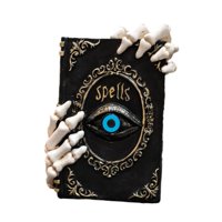 Magideal - Estatua De Halloween Figura De Mano De Esqueleto Escultura De Libro Adorno Gótico Hecha De Resina Con Detalles Intrincados Adecuado Para Fiestas Y Sa