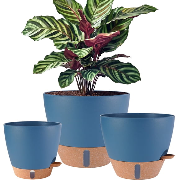 Macetas Fielda de plástico con autorriego de 30/25/20 cm, grandes