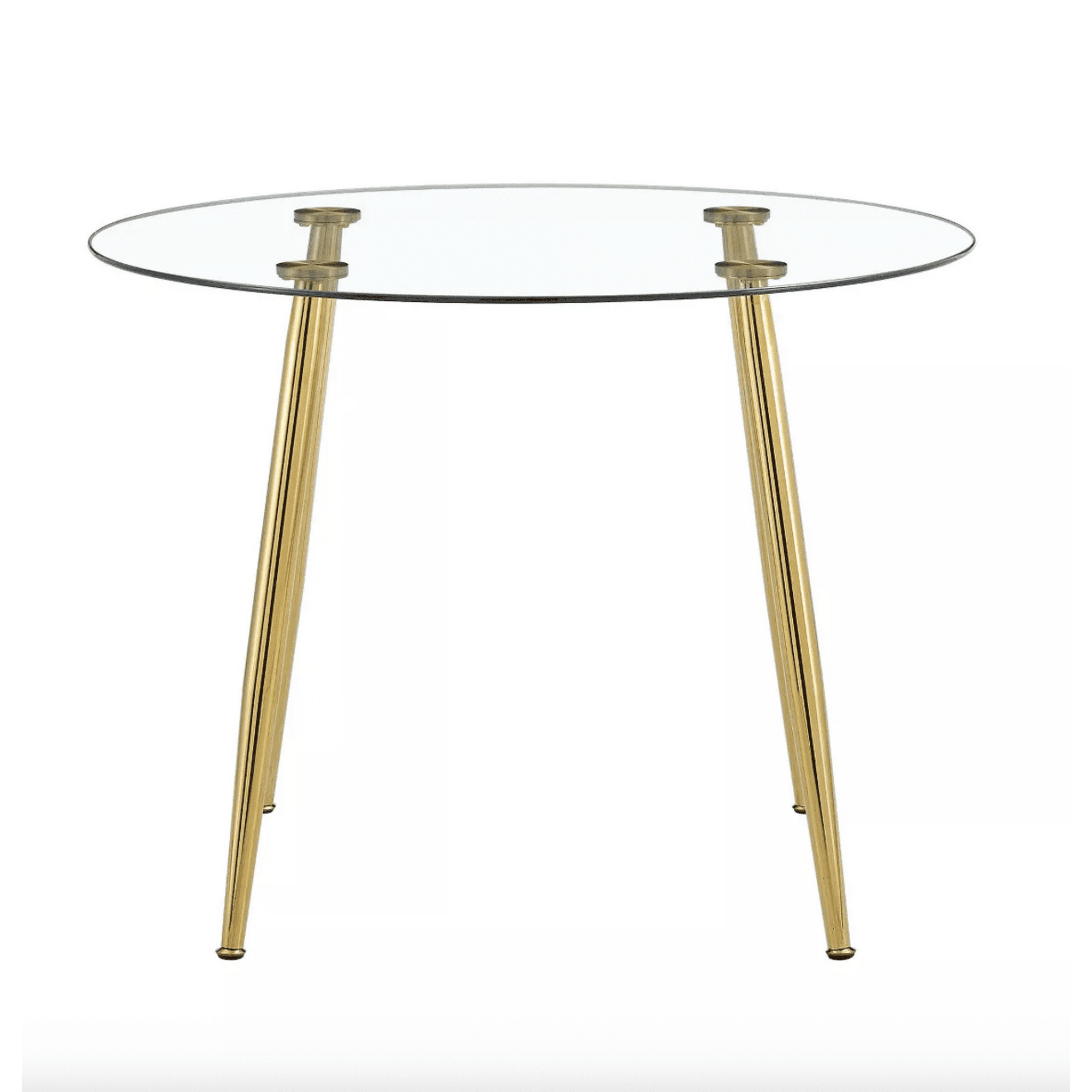 Habita2 Chile - Mesa Redonda Minimalista Dorada De Vidrio 80cm - Estructura Gold