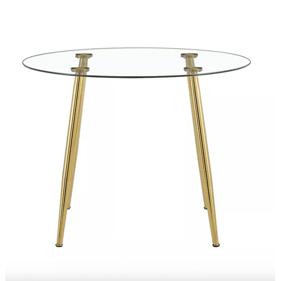 Mesa Redonda Minimalista Dorada De Vidrio 80cm - Estructura Gold
