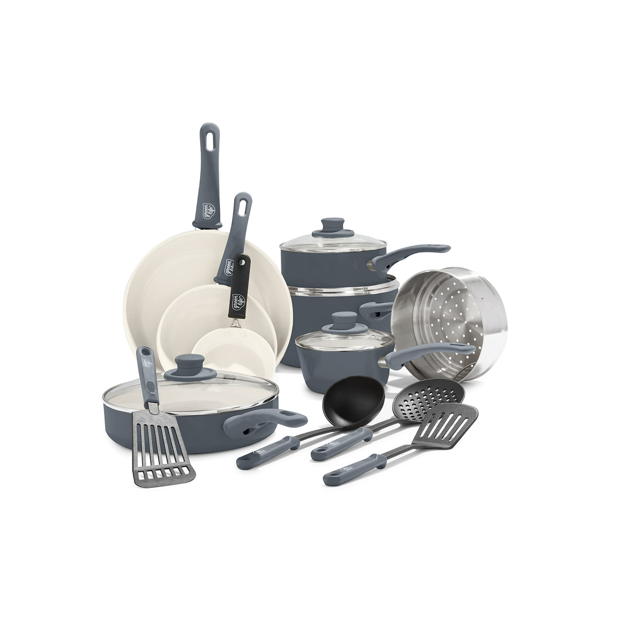 Juego De Utensilios De Cocina Greenlife Soft Grip, 16 Piezas, Cerámica No Tóxica