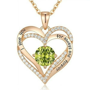 Collar Heshpaws Love Pendant Con Zirconia Y Piedra De Nacimiento