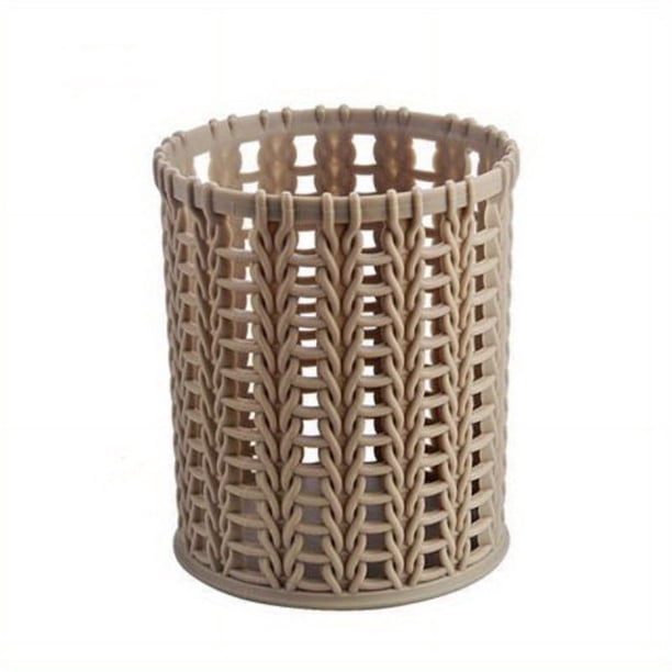Cute Cartoon Rattan Pen Holder - Perfect Desktop Organization for Students and Makeup Brush Storage