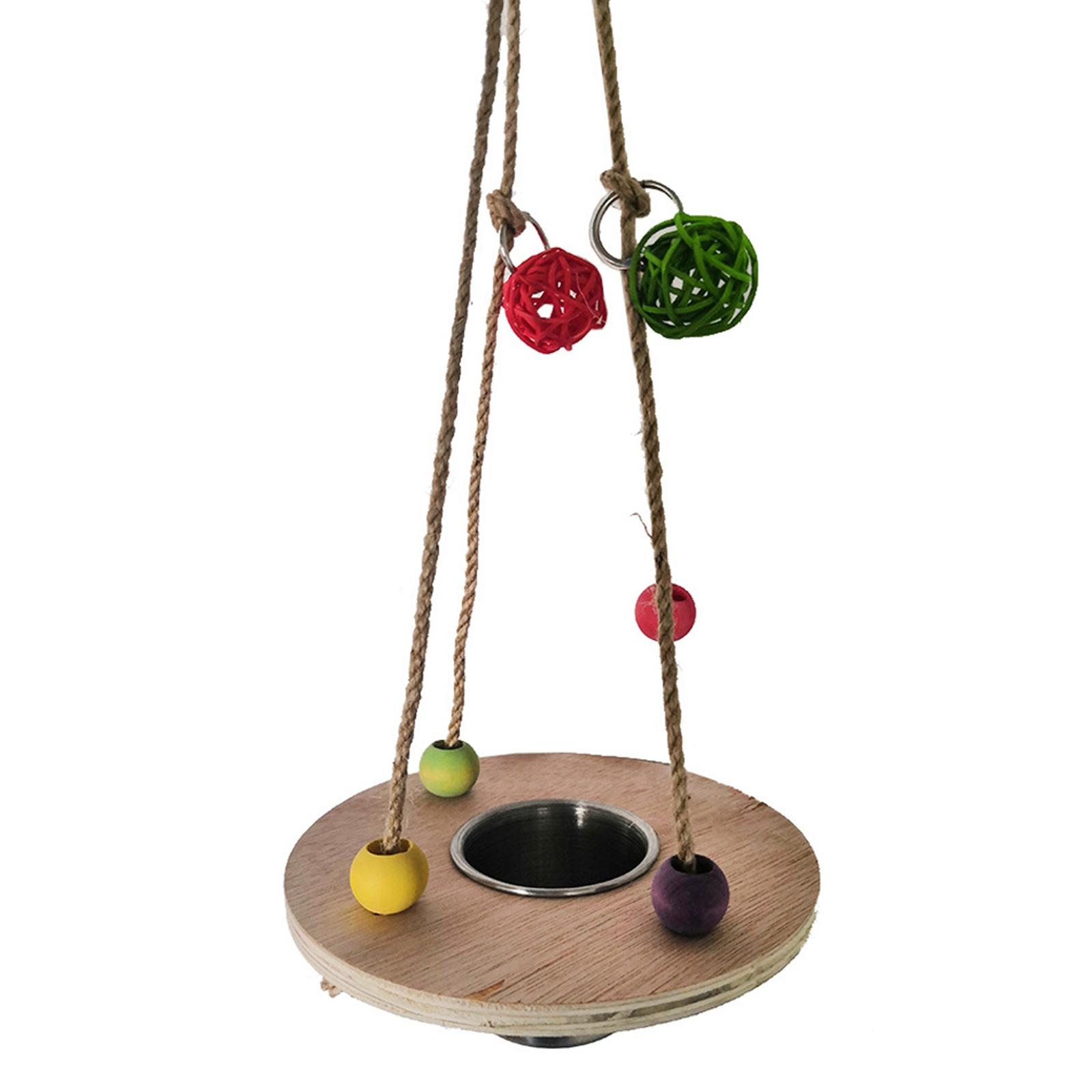 Ioensy - Parrot Swing Stand Toy Supplies Jaula Plato De Comida Para Budgie Bola Trenzada