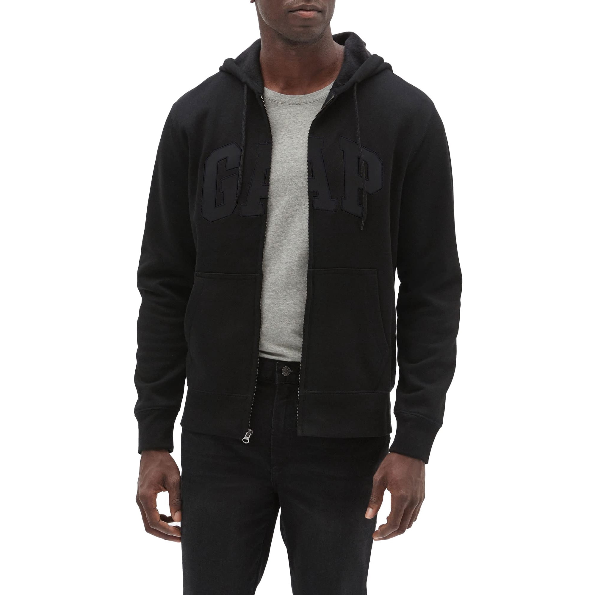Sudadera Con Capucha Y Logotipo De Gap, Con Cremallera, Color Negro, Talla L