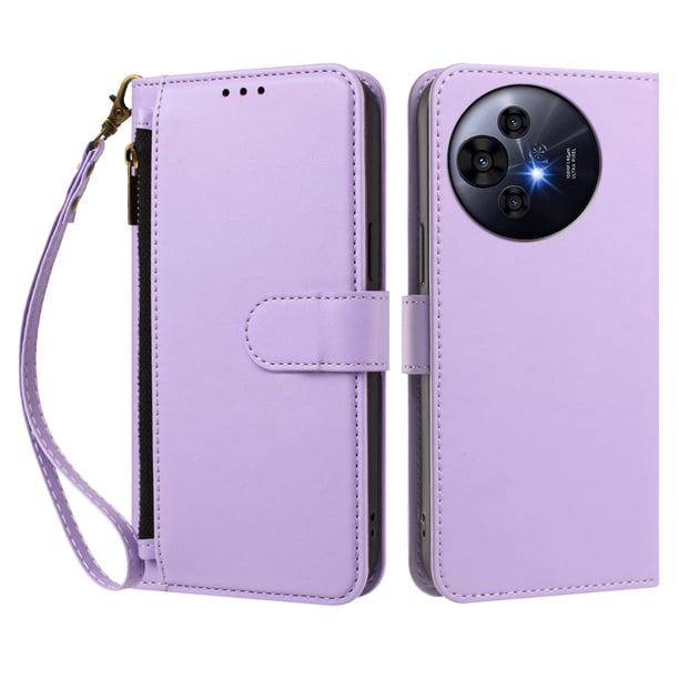Funda Tipo Billetera para TCL 50 Pro NxtPaper con Soporte y Bolsillo con Cierre Morado