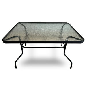 Novahus - Mesa Terraza Vidrio Y Acero 120X80X72Cm Negra