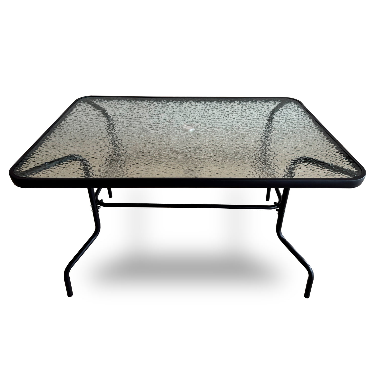 Novahus - Mesa Terraza Vidrio Y Acero 120x80x72cm Negra