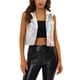 thumbnail image 1 of INSPIRE CHIC Chaleco Recortado sin Mangas con Cuello de Solapa Metálico de Imitación de Cuero para Mujer con Cremallera XL Holográfico, 1 of 6
