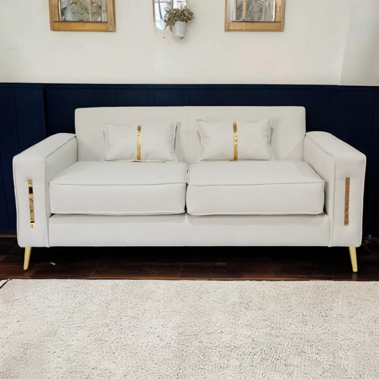 Muebles New - Sofa Paris Dos Cuerpos Blanco Velvet