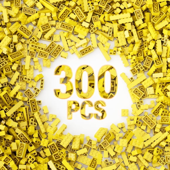 Paquete surtido de ladrillos de construcción a granel de 300 piezas amarillas para Lego