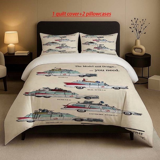 Ghostbusters ECTO-1 Multi-Version Design Print Set Soft and Comfortable Bedding Set Suitable for All Seasons