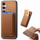 thumbnail image 3 of Funda de Cuero Magnética con Tarjetero para Samsung Galaxy S25 Cubierta Delgada Marrón, 3 of 5