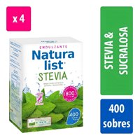 Prater - Pack 4 Unidades De Naturalist Stevia & Sucralosa 400 Sobres