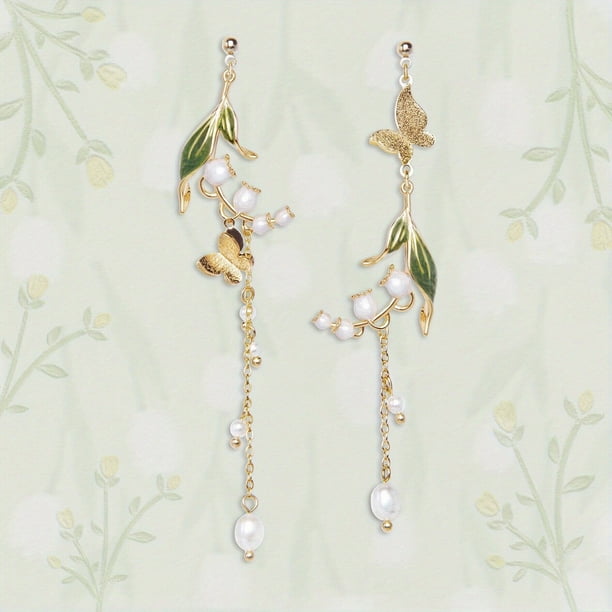 1pc, Forget Me Not And Queen Anne's Lace Pressed Wildflower Earrings, Pressed Flower Teardrop Earrings Dry Flowers, Drop Dangle Earring For Women Girls, Personalized Handmade Earrings, Gift For Woman