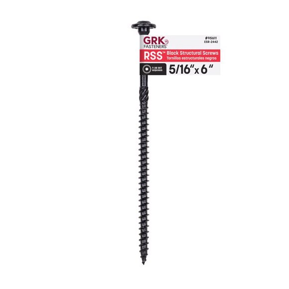 Tornillos estructurales para madera GRK Fasteners, 5/16 x 6 pulgadas, acero negro