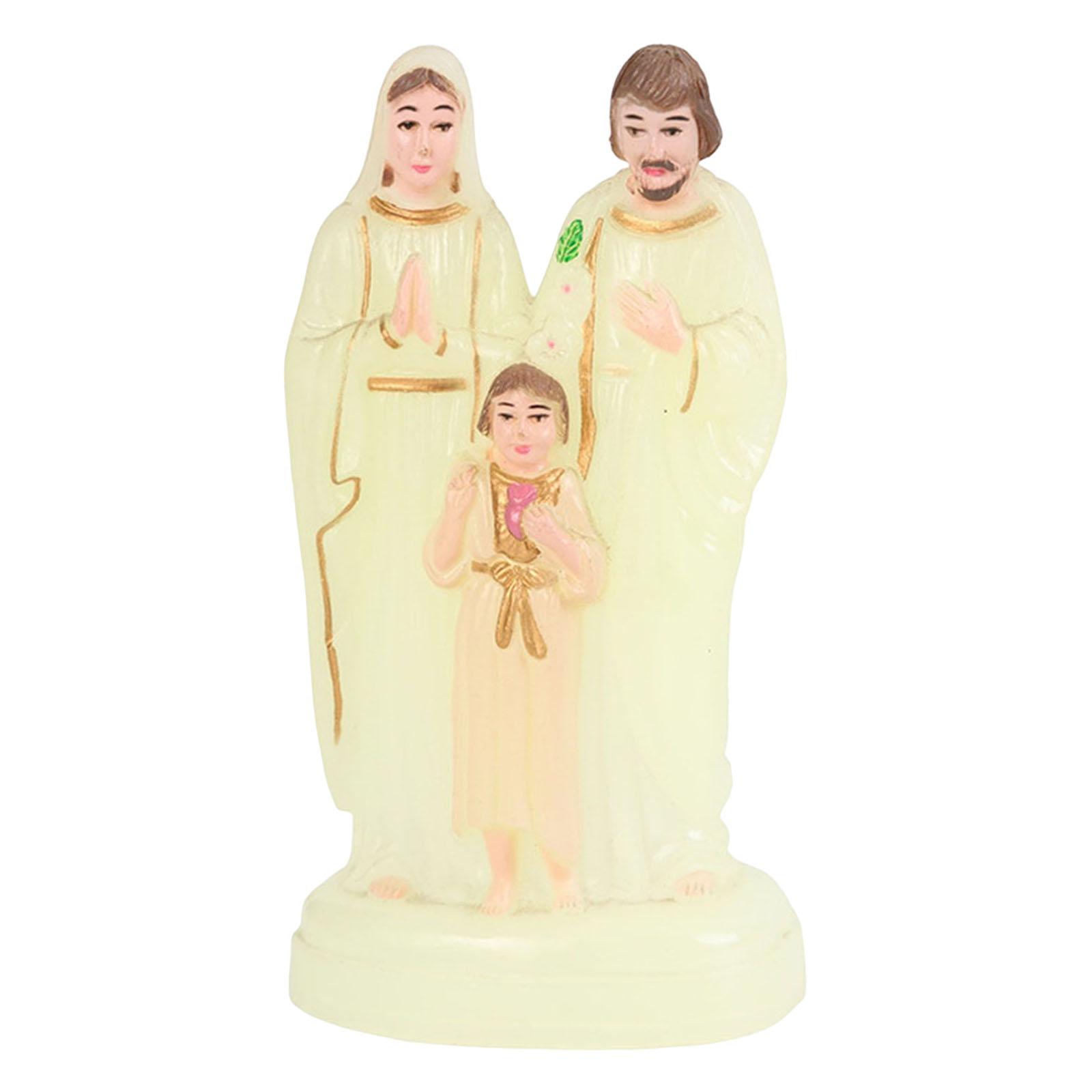 Bothyi - Sagrada Familia Con Niño Estatua Estatuilla Religiosa Artesanía Bendecido Para Escritorio Luminoso