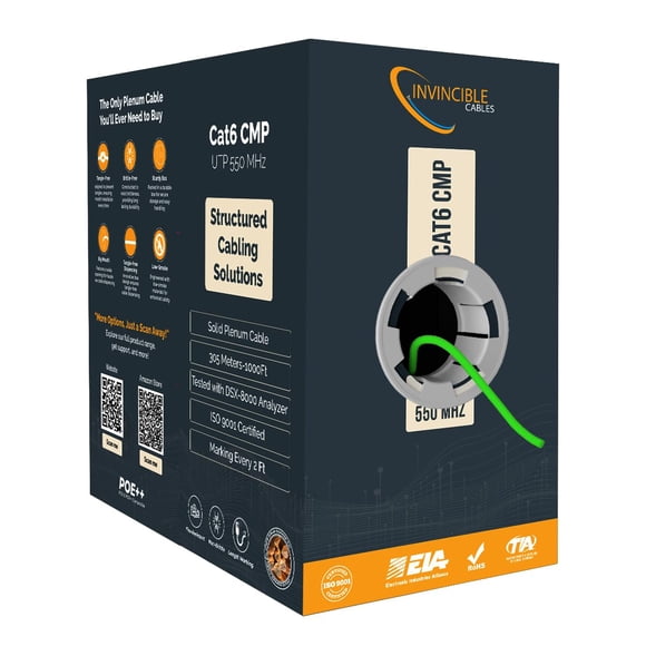 Cable Cat6 Plenum Invincible Cables 305 m 550 MHz PoE++