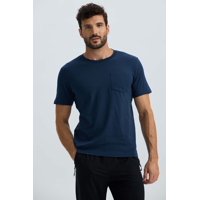 Fashionspark - Polera Hombre Básica Con Bolsillo Azul Marino