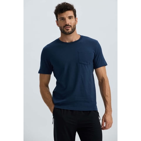 Fashionspark - Polera Hombre Básica Con Bolsillo Azul Marino