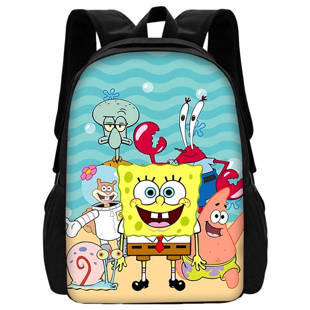 Cartoon cute S-spongebobS 3 pcs set Child School Backpack with Lunch Bags ,Pencil Bags ,School Bags for Boys Girls Best Gift