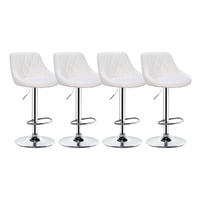 Global Latin - Pack 4 Silla Piso Bar Taburete Con Respaldo Blanco
