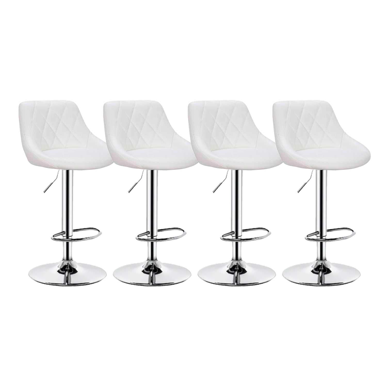 Pack 4 Silla Piso Bar Taburete Con Respaldo Blanco